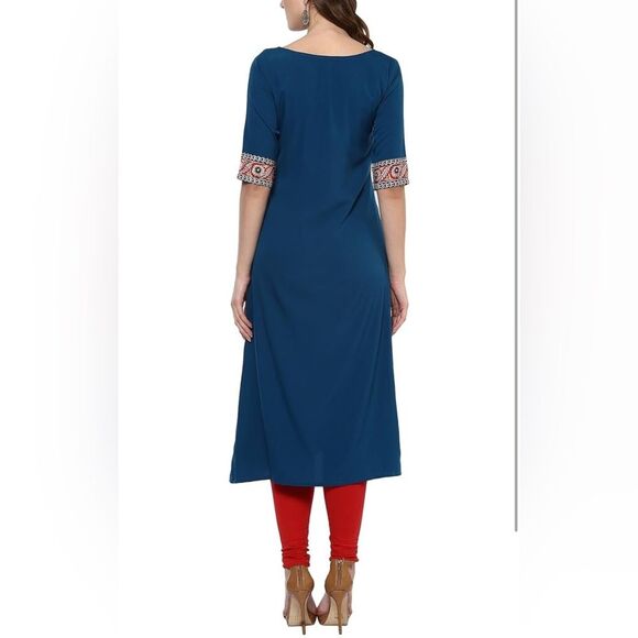 Women's Turquoise Kurti Top,Tunic length or midi dress Casual wear L NWOT - Picture 2 of 10